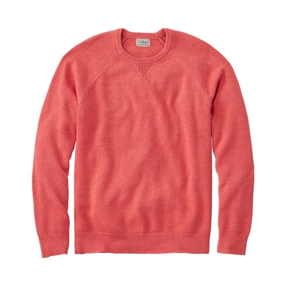 L.L.Bean Men's Wicked Soft Cotton/Cashmere Crewneck Sweater Coral Size Medium